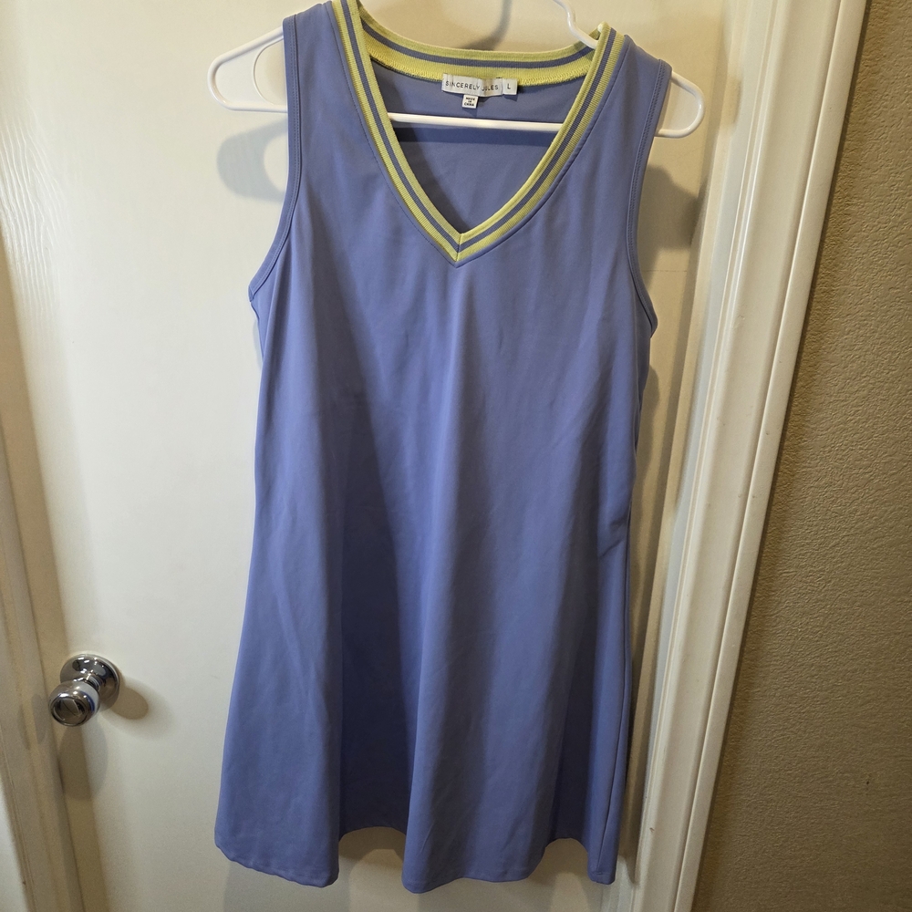 Sincerely Jules Sleeveless Purple Dress with Yellow Trim, Size L